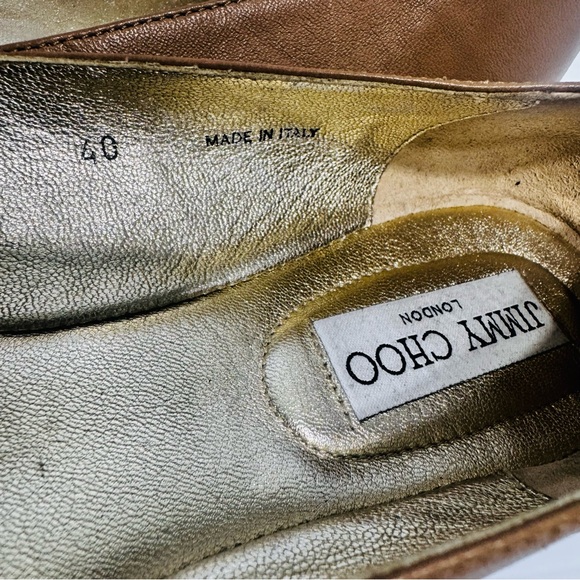 Jimmy Choo Nude Leather Crystal Toe Ballet Flats Size 40 - Picture 6 of 14